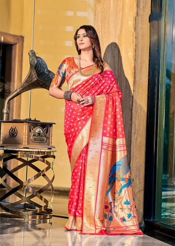 Red  Paithani  Silk  saree for women