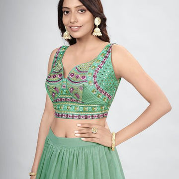 Designer Crush ,Thread and Hand  Work    lehenga choli with Chifon dupatta