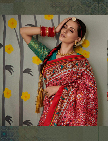 REd Patola silk saree for women