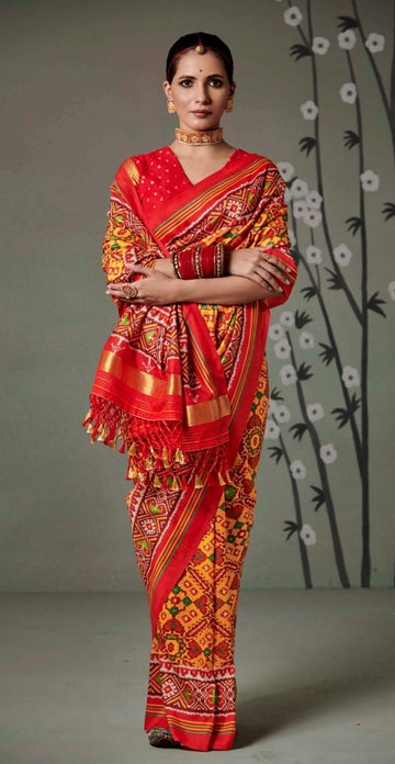 Orange  Patola silk saree for women
