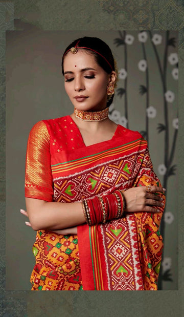 Orange  Patola silk saree for women
