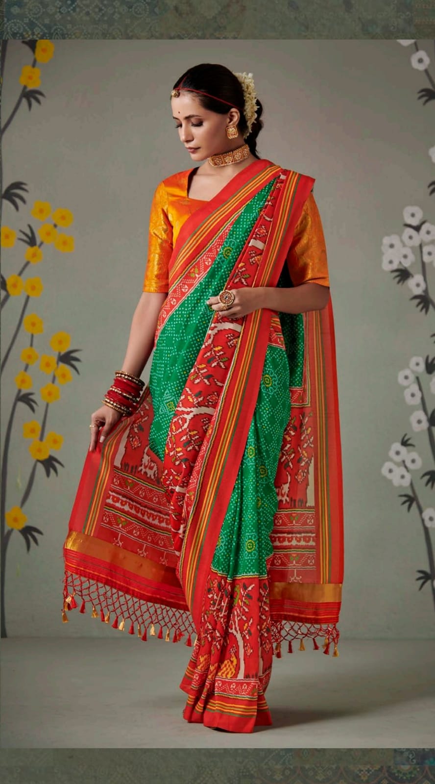 Pink Patola silk saree for women