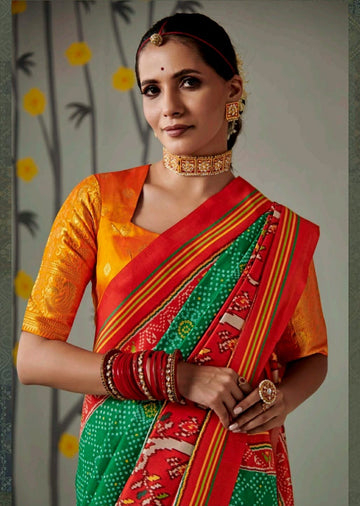 Pink Patola silk saree for women