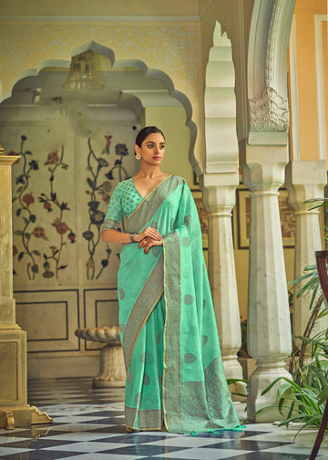 Green  Tissue  silk saree for women