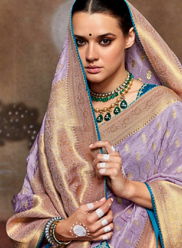 Light Purple Dola silk saree for women