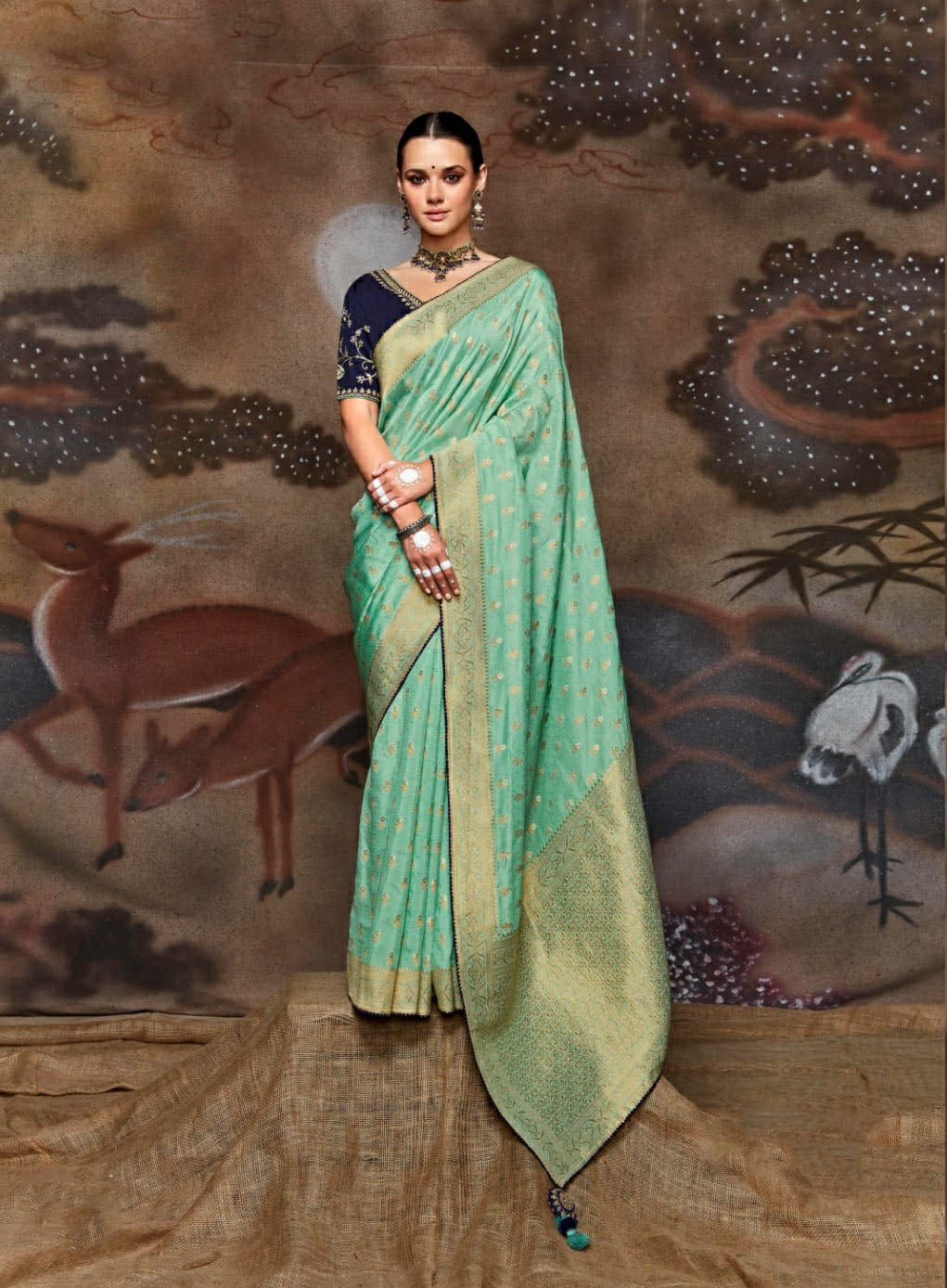 Sky Blue  Dola silk saree for women