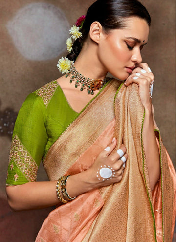 Orange Dola silk saree for women