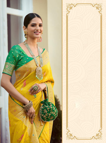 Yellow  Tissue Silk   saree for women