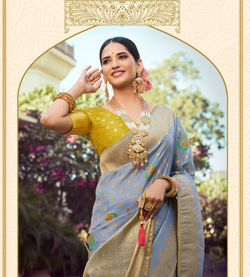 Gray Tissue Silk   saree for women