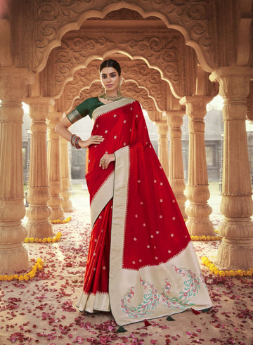 Red  Paithani saree for women
