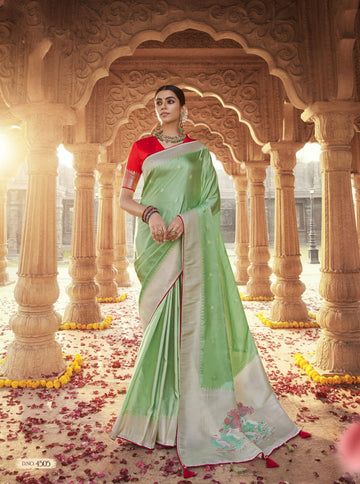 Pista Green   Paithani saree for women