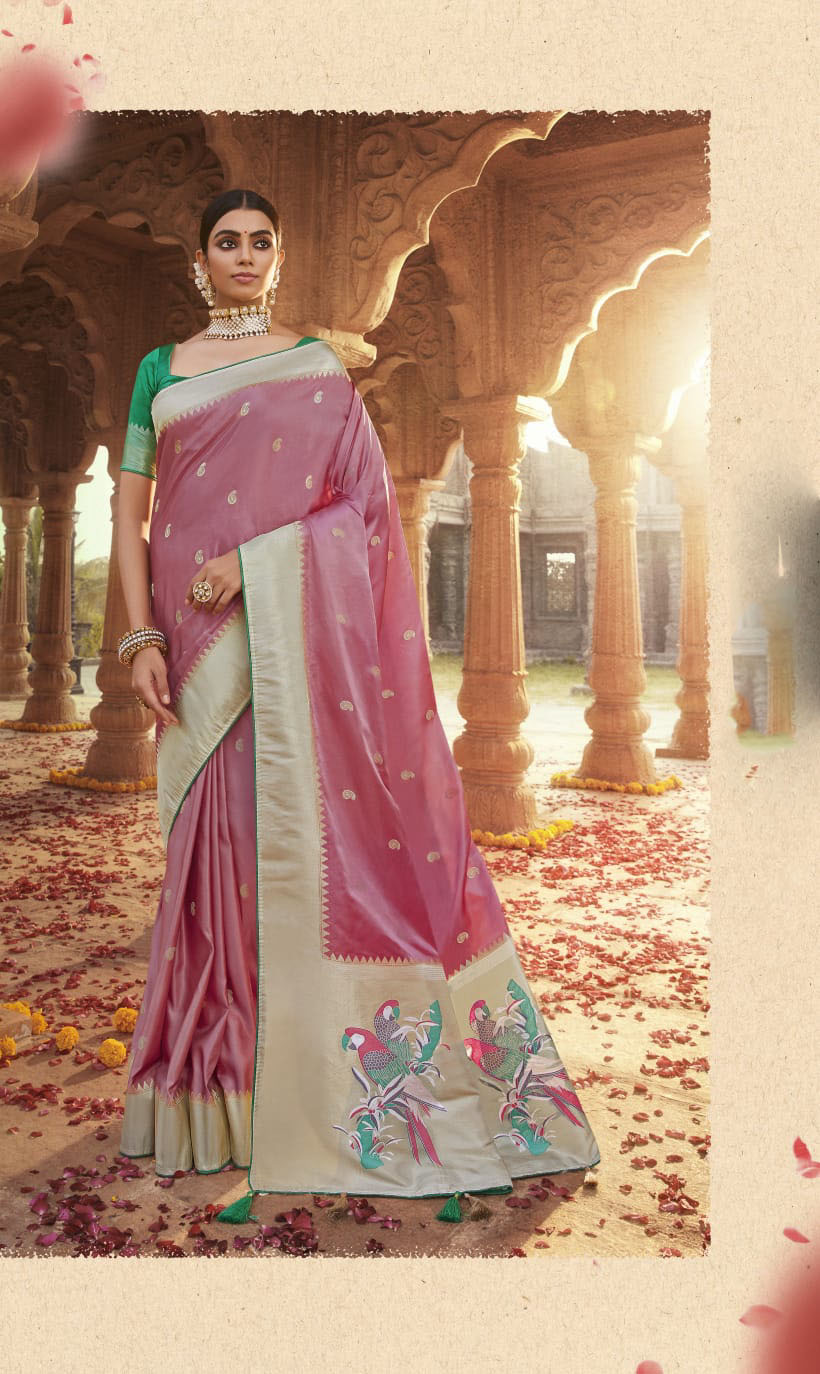 Light Pink Paithani saree for women