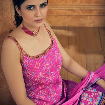 Pink  Sequence and resham work Peplum For Women