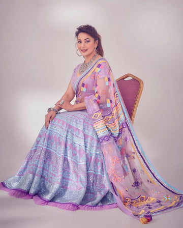 Purple   Zari  and Sequence Embroidery Work  lehenga choli with Net dupatta