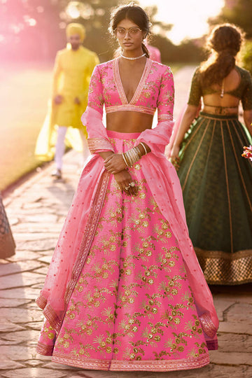 Pink  Digital Print with Dori and Sequence Embroidery Work  lehenga choli with Net dupatta