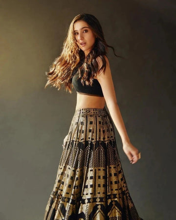Black Mirror  and Sequence Embroidery Work  lehenga choli