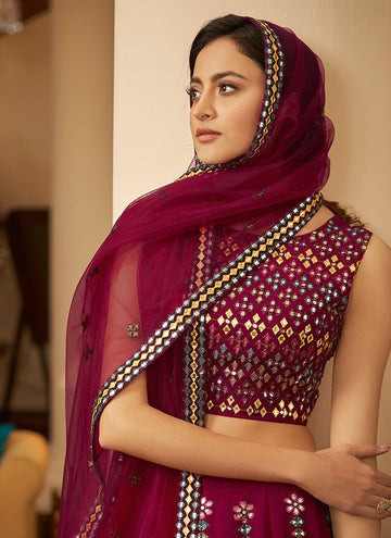 MAroon   Gota patti and Sequence , thread  Embroidery  lehenga choli with net dupatta