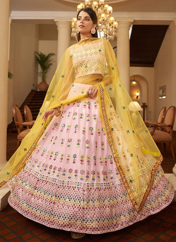 Pastel Pink  Gota patti and Sequence Embroidery Work lehenga choli with net dupatta