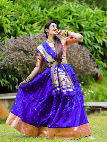 Blue  Zari Weaving  Work  lehenga choli with Jacquard  dupatta