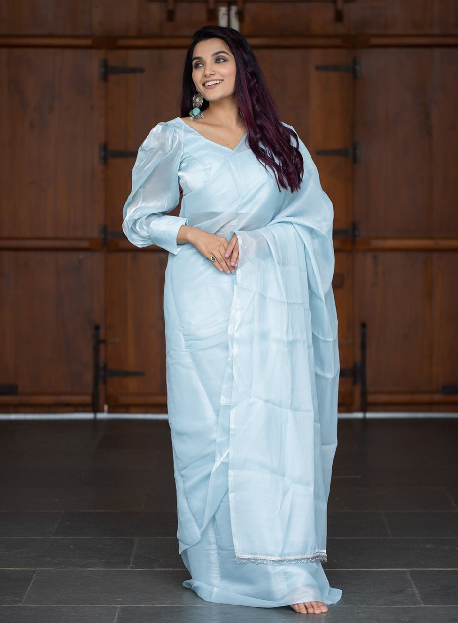 Sky Blue Jimi Silk saree for women