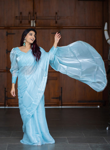 Sky Blue Jimi Silk saree for women