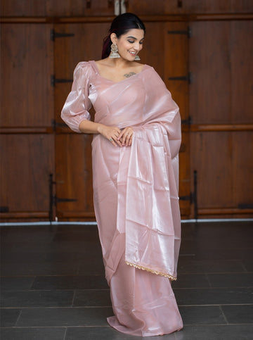 Pastel Pink Jimi Silk saree for women