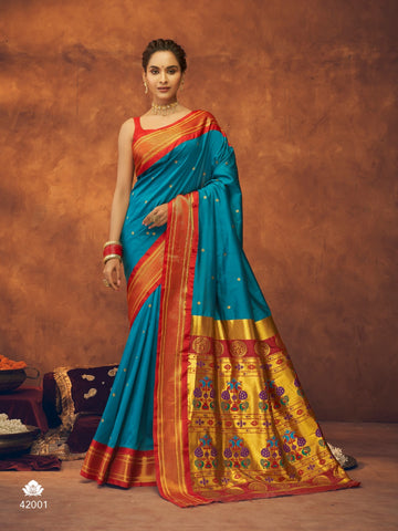 Mulricolor  Paithani Silk saree for women