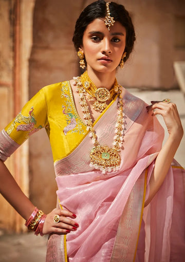 Light Pink Paithani Silk saree for women