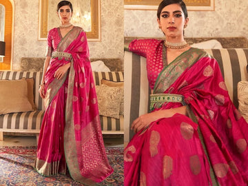 Pink  Pure Paithani Silk saree for women