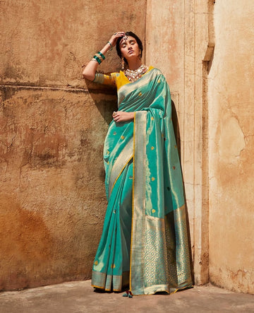 Sky Blue Paithani Silk saree for women