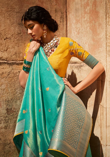 Sky Blue Paithani Silk saree for women