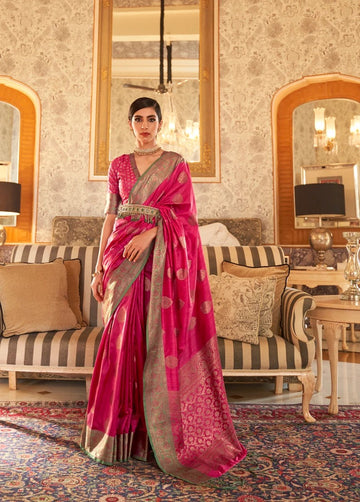 Pink  Pure Paithani Silk saree for women