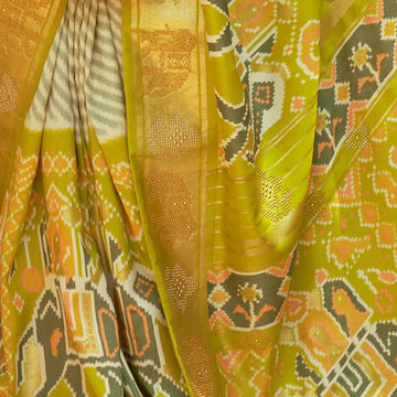 Lime Yellow Patola Silk saree for women