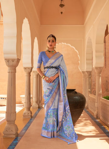 Teal Purple Patola Silk saree for women