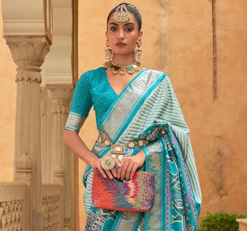 Sky Blue  Patola Silk saree for women