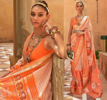 Orange   Patola Silk saree for women