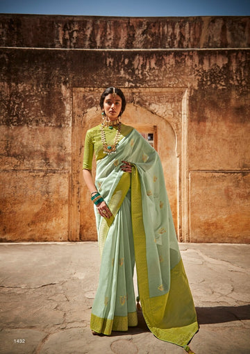 Pista Green Paithani Silk saree for women