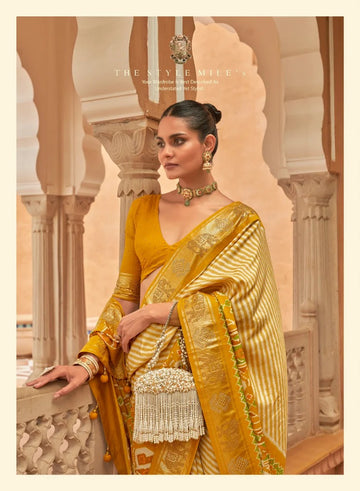 Yellow  Patola Silk saree for women