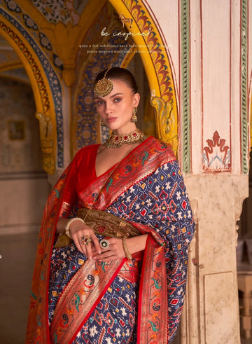 Navy Blue Patola Silk saree for women