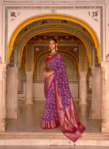 Purple   Patola Silk saree for women