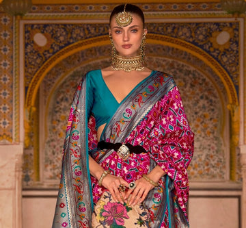 Pink   Patola Silk saree for women