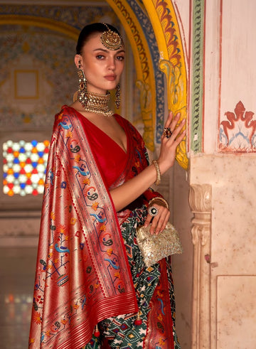 Fern Green  Patola Silk saree for women