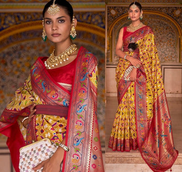 Yellow  Patola Silk saree for women