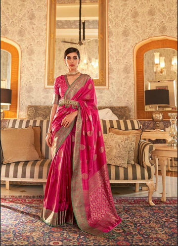 Pink  Tessar Silk  saree for women
