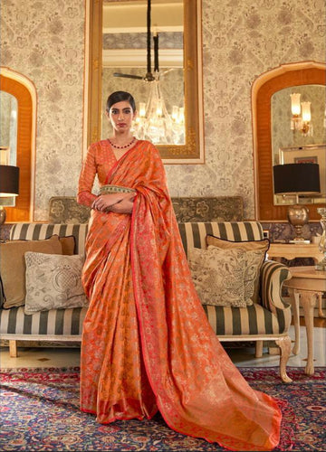 Orange   Tessar Silk  saree for women