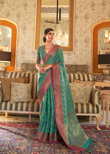 Pastel Green  Tessar Silk  saree for women