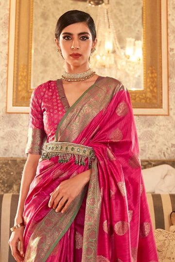 Pink  Tessar Silk  saree for women
