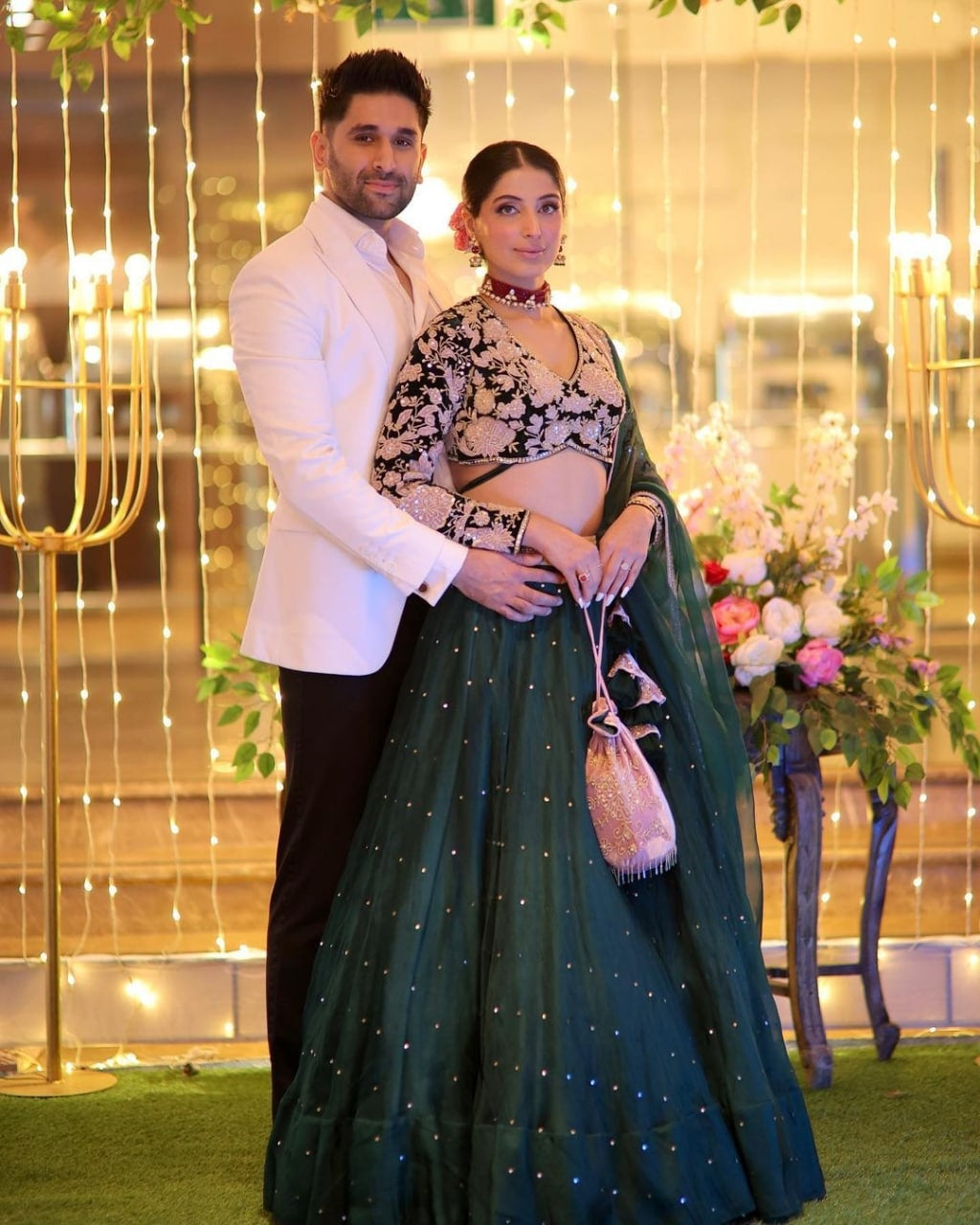 Green Zari and Sequence Embroidery Work lehenga choli with net dupatta