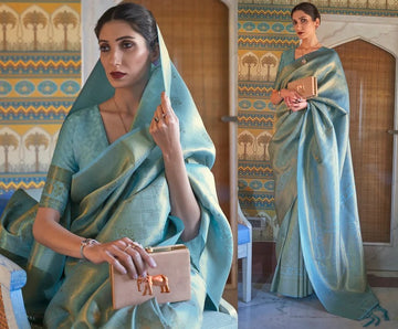 Sky Blue  Kanchipuram   Silk  saree for women