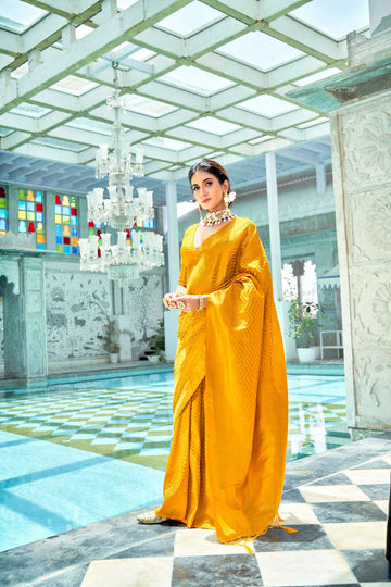 Yellow  Kanchipuram   Silk  saree for women